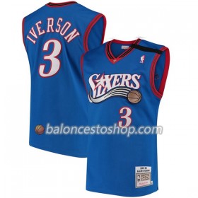 Camiseta Hombre NBA Philadelphia 76ers Allen Iverson 3 Hardwood Classics Navy Swingman